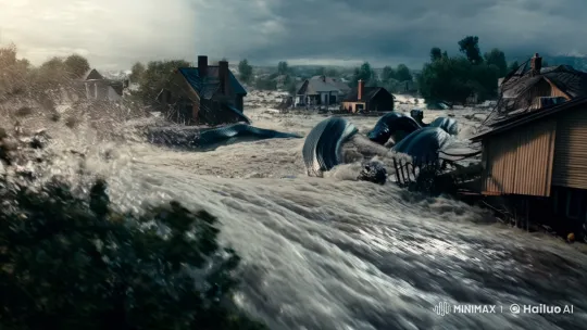 Aesthetic Horror: Flood Engulfs Village with Serpentine Creatures – AI Generated Video | Hailuo AI