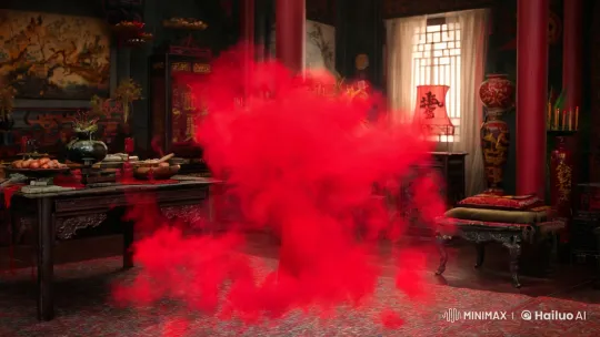 Transformation of a Woman into a Red-Smoke Possessed Entity – AI Generated Video | Hailuo AI