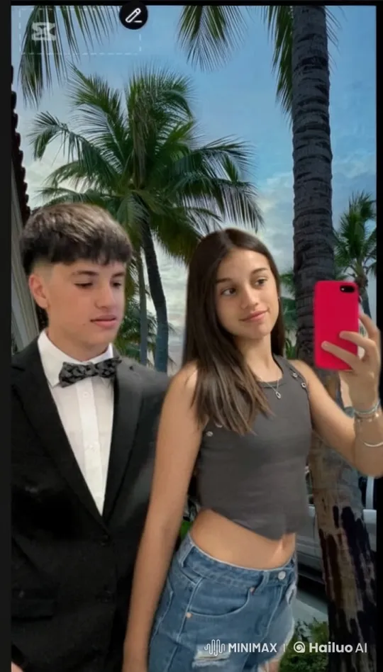 Couple Takes Romantic Selfie in Tropical Paradise – AI Generated Video | Hailuo AI