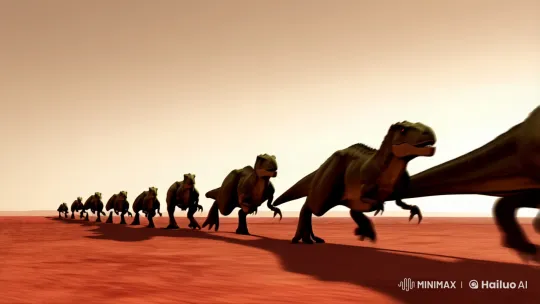 Dinosaurs Gallop on Martian Plains Under Supernova Sky – AI Generated Video | Hailuo AI