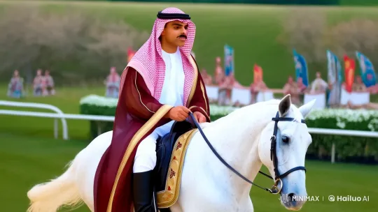 Saudi Man in Ottoman Attire Rides Horse, Engages in Time-Period Clash with Historical Figures – AI Generated Video | Hailuo AI
