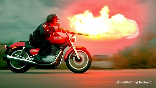 1980s Hollywood Motorcycle Chase with VHS Aesthetic – AI Generated Video | Hailuo AI