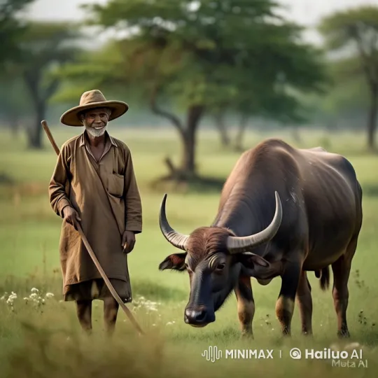 Man and Buffalo Engage in Martial Arts Combat – AI Generated Video | Hailuo AI