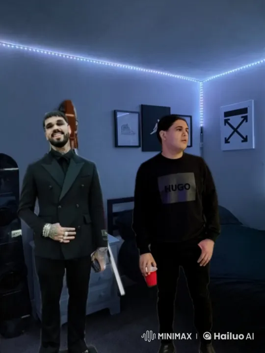 Two Men Share Intimate Kiss in Art-Laden Room – AI Generated Video | Hailuo AI