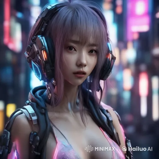 Futuristic Woman in Neon Cityscape with Advanced Outfit – AI Generated Video | Hailuo AI