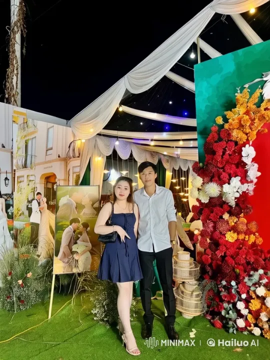 Romantic Wedding Scene with Twinkling Lights and Lush Greenery – AI Generated Video | Hailuo AI