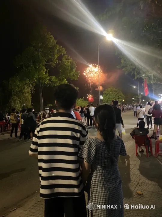 Nocturnal Street Fight with Fireworks Background – AI Generated Video | Hailuo AI