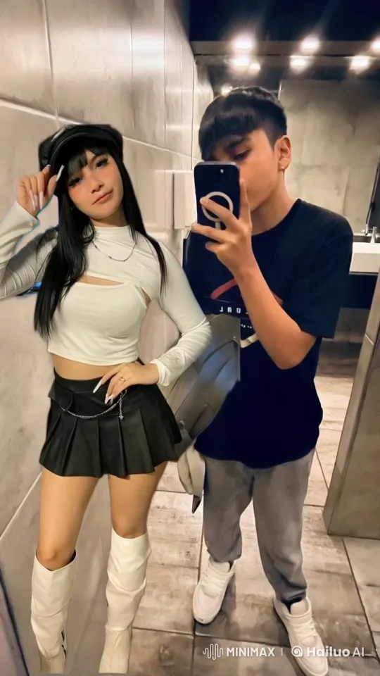 Young Couple's Sweet Bathroom Selfie Interaction – AI Generated Video | Hailuo AI
