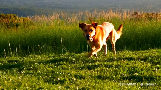 Golden Retriever in Serene Meadow: A Cinematic Journey – AI Generated Video | Hailuo AI