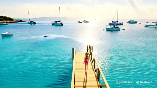 Hyperrealistic Shark Threatens Barbie on Caribbean Pier – AI Generated Video | Hailuo AI