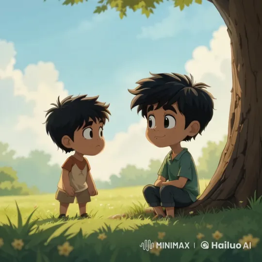 Boys' Playful Interaction in a Sunlit Meadow – AI Generated Video | Hailuo AI