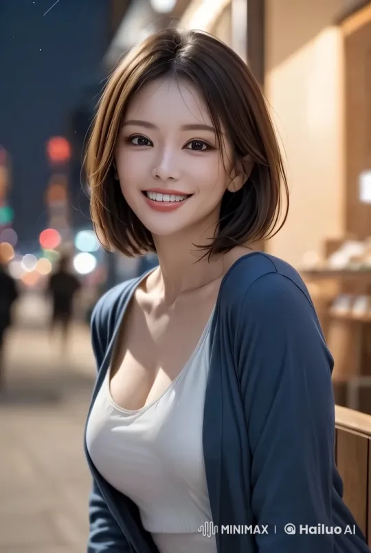 Japanese Actress Sings Ballad on Urban Night Street – AI Generated Video | Hailuo AI