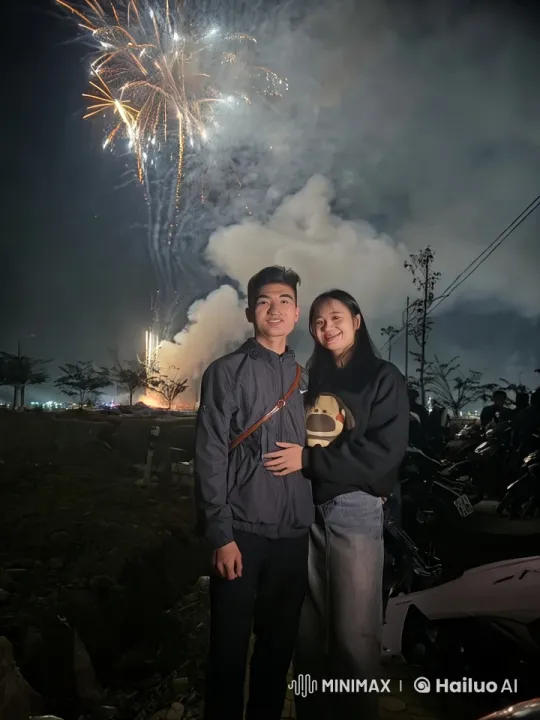 Couple Showcases Kung Fu Amidst Fireworks Celebration – AI Generated Video | Hailuo AI