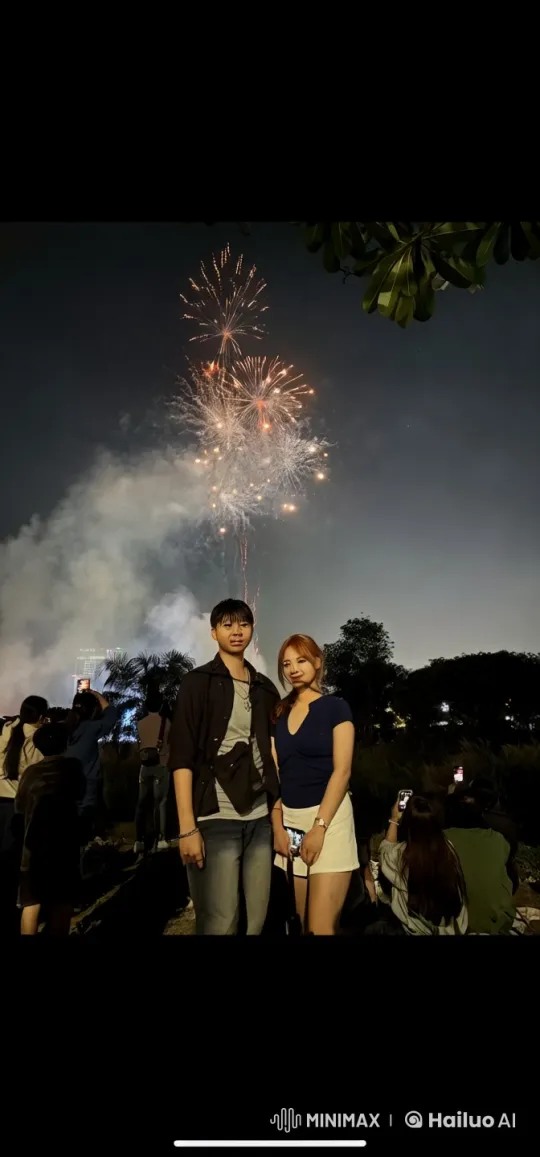 Couple Performs Martial Arts Under Nighttime Fireworks – AI Generated Video | Hailuo AI