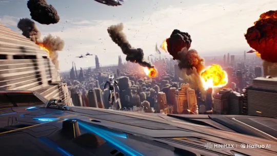 Futuristic Battlefield Chase with Hyper-Speed POV – AI Generated Video | Hailuo AI