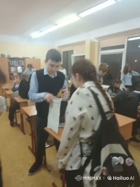Boy and Girl's Tender Moment in a Lively Classroom – AI Generated Video | Hailuo AI