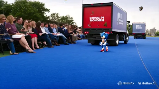 Sonic at Cinema: Tracking and Zooming Scene – AI Generated Video | Hailuo AI