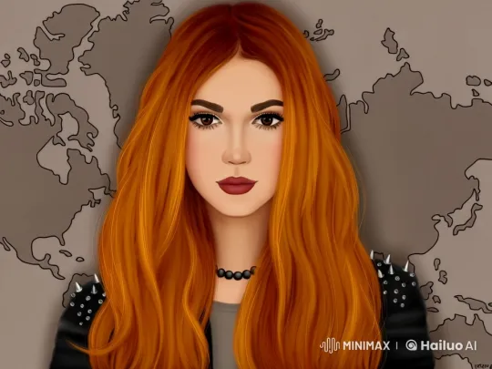 Red-haired Woman in Animated Stylized Map Background – AI Generated Video | Hailuo AI
