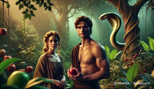 Enchanted Forest: Serpentine Encounter Amidst Apples – AI Generated Video | Hailuo AI