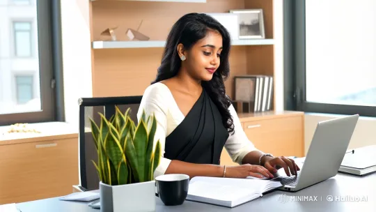 Professional Woman Working in Modern Office – AI Generated Video | Hailuo AI