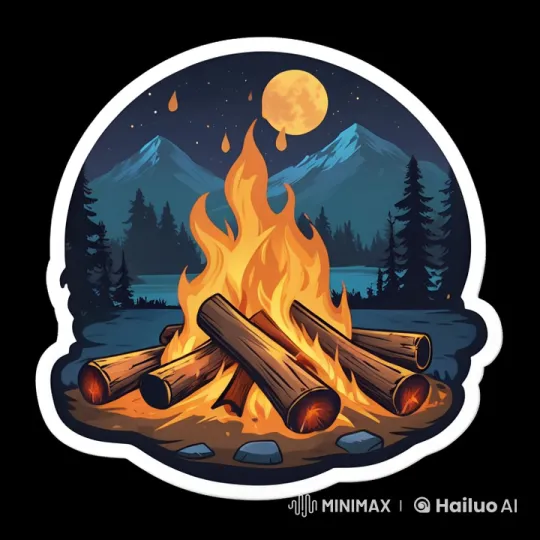 Tranquil Night: Serene Campfire in a Lush Forest – AI Generated Video | Hailuo AI