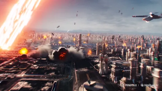 Futuristic Cityscape Destroyed by Dynamic Cinematography – AI Generated Video | Hailuo AI