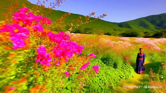 Harmony of Nature and Tradition in Lush Landscape – AI Generated Video | Hailuo AI