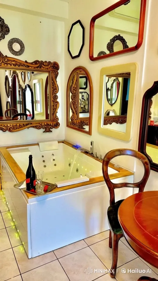 Romantic Bath: European Couple Toasts in Luxurious Tub – AI Generated Video | Hailuo AI