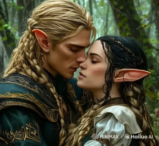 Elven Couple Reunites with Affection in Forest Setting – AI Generated Video | Hailuo AI