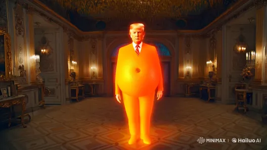Trump Transforms into Tangerine in Opulent Surreal Scene – AI Generated Video | Hailuo AI