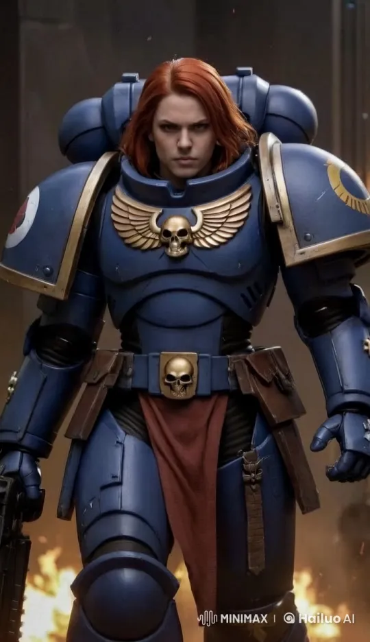 Space Marine Marches Through Fiery Chaos – AI Generated Video | Hailuo AI
