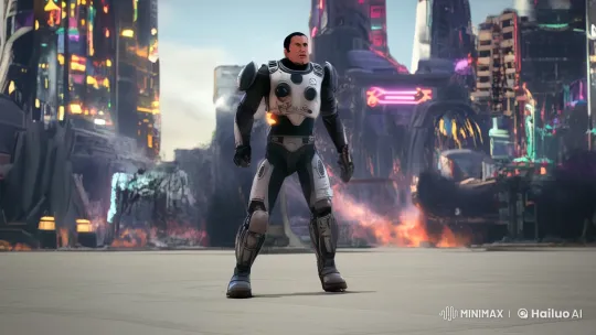 Futuristic Soldier Battles in High-Tech Urban Environment – AI Generated Video | Hailuo AI
