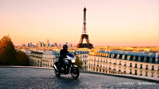 Morning Ride Through Paris on a Honda CB500S – AI Generated Video | Hailuo AI