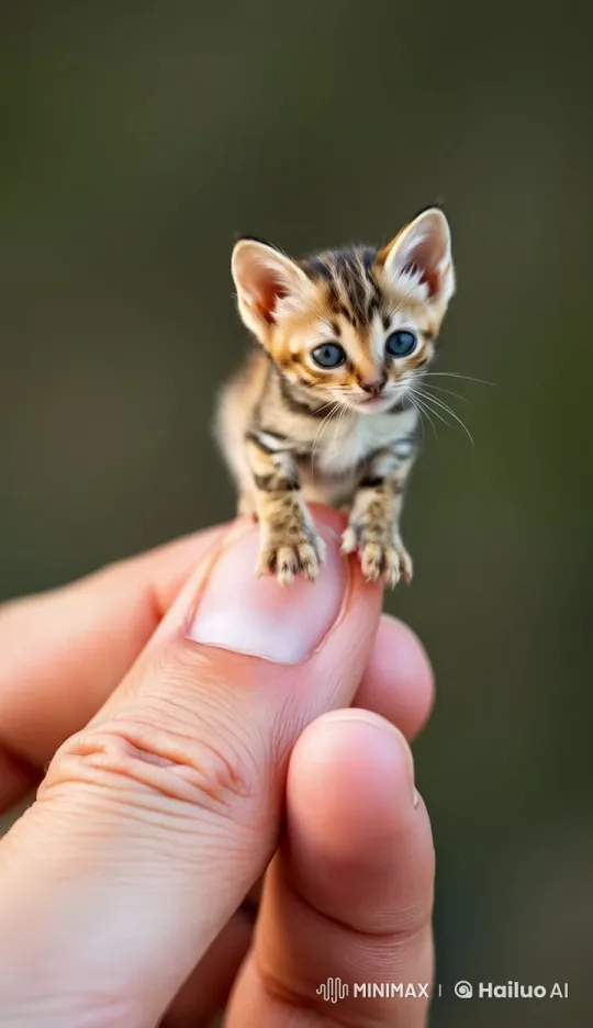 Tiny Kitten Balances on Fingers Walking – AI Generated Video | Hailuo AI