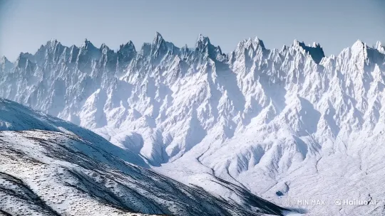 Stark Beauty: Caravan's Journey Across Snowy Mountains – AI Generated Video | Hailuo AI