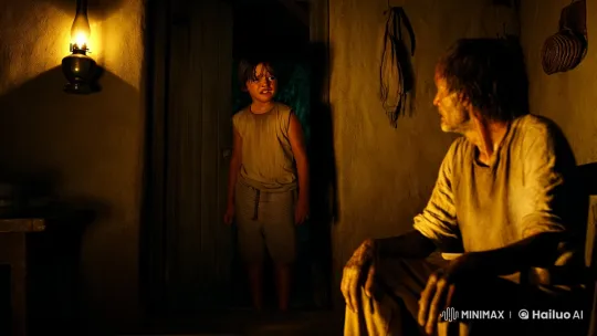 Child's Anger and Father's Resignation in Dimly Lit Home – AI Generated Video | Hailuo AI