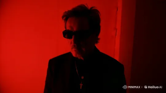 Mysterious Character in Vivid Red Scene – AI Generated Video | Hailuo AI
