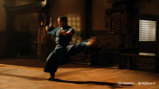 Martial Arts Protagonist Showcases Grace and Power in Intense Dojo Showdown – AI Generated Video | Hailuo AI