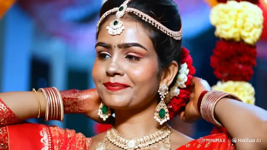 Elegant Indian Bride in Traditional Wedding Attire – AI Generated Video | Hailuo AI