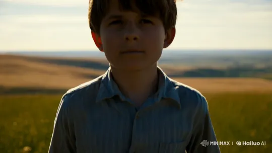 Boy Walks Against Wind in Prairie's Vast Beauty – AI Generated Video | Hailuo AI