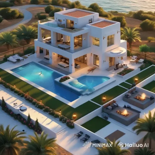 Luxurious Villa Pool Party with Sea Views – AI Generated Video | Hailuo AI