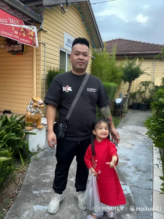 Lunar New Year: Man Demonstrates Kungfu, Girl Watches Intently – AI Generated Video | Hailuo AI