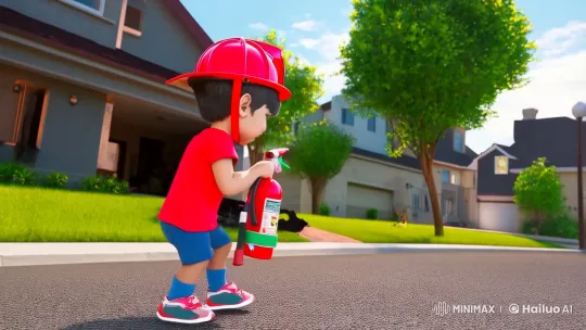 Boy Saves House with Toy Fire Extinguisher – AI Generated Video | Hailuo AI