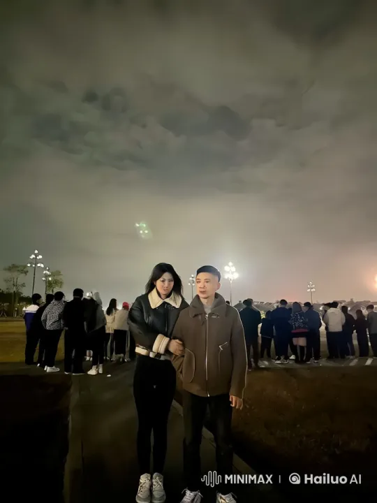 Nighttime Martial Arts Display by Duo at Streetlight Gathering – AI Generated Video | Hailuo AI