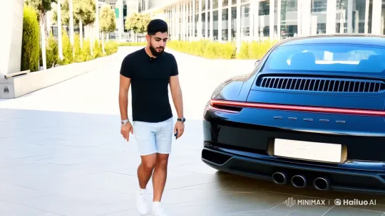 Confident Man Enters Luxurious Porsche – AI Generated Video | Hailuo AI
