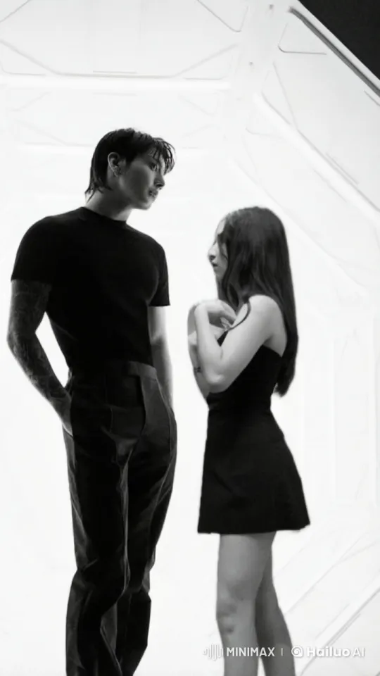 Intimate Embrace in Futuristic White Room – AI Generated Video | Hailuo AI