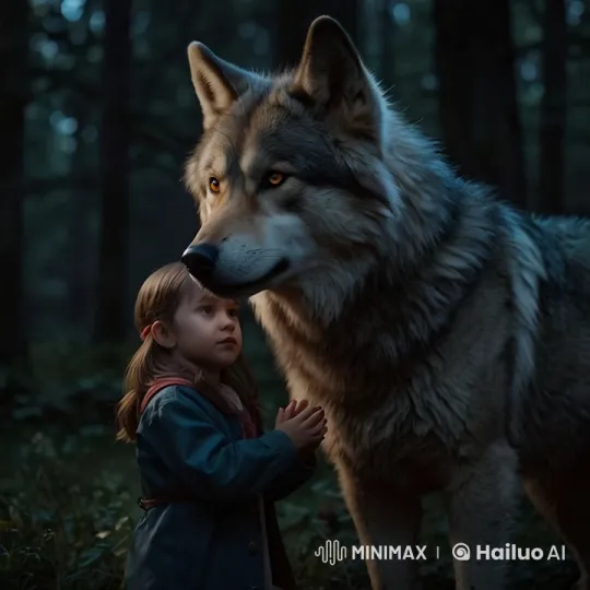 Girl and Wolf Bond in Thrilling Forest Run – AI Generated Video | Hailuo AI