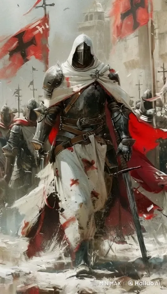 Knight Crusader Leads Triumphal Procession at Medieval Fortress – AI Generated Video | Hailuo AI