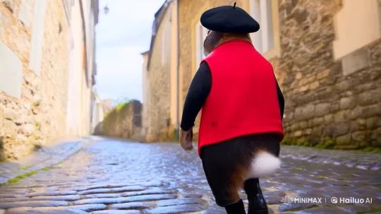 Elegant Rabbit in Timeless Alley Setting – AI Generated Video | Hailuo AI