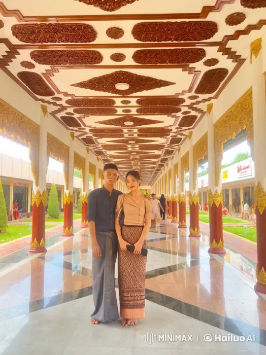 Traditional Attire Martial Arts Display in Ornate Corridor – AI Generated Video | Hailuo AI